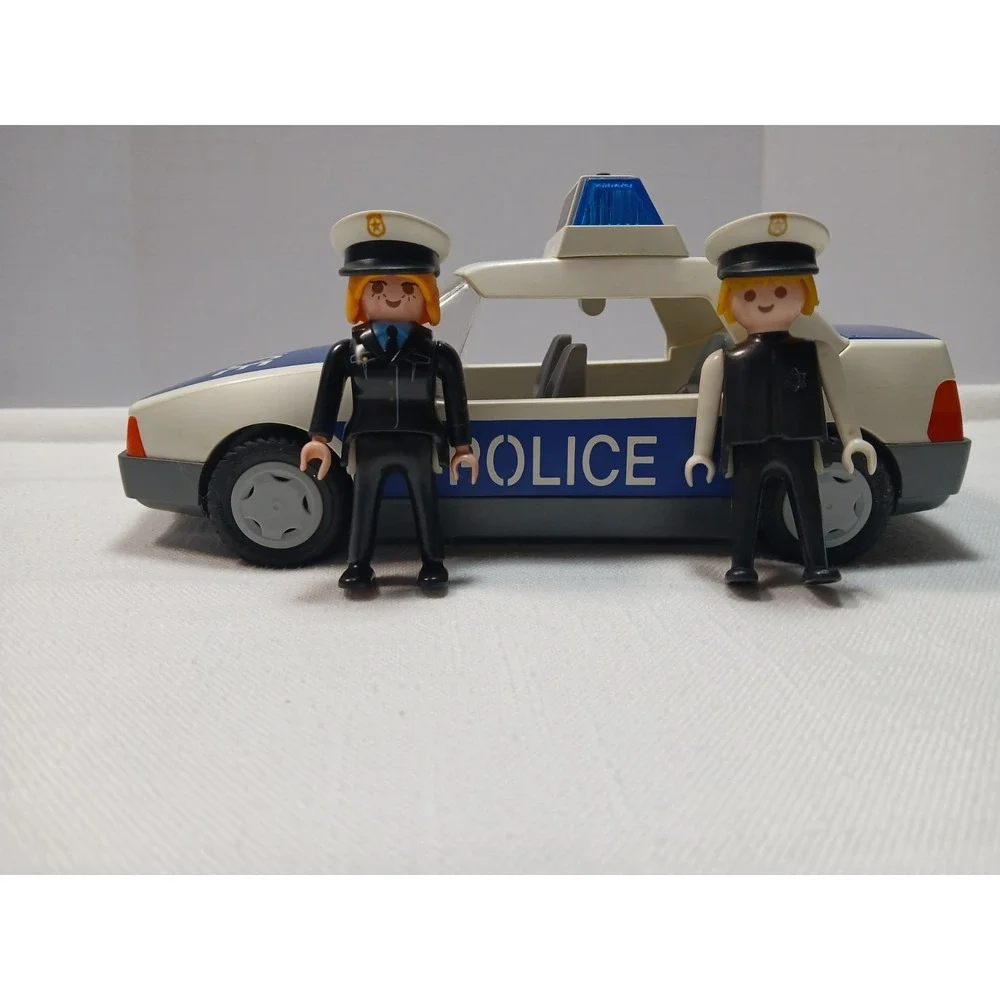 Vintage Playmobil 3904 Police Car Patrol Vehicle Set w/ 2 Figures -
